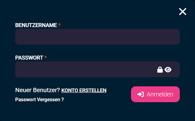 Anmeldeformular Benutzername Passwort Eingabefelder Button